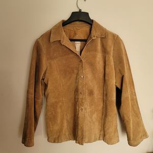 Massini Womens Camel Color  Genuine Leather Button Down Jacket XL Size 16